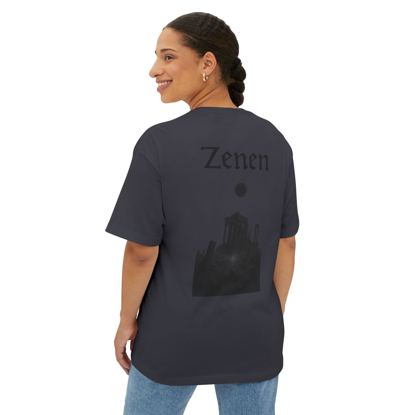 Zen-Inspired Unisex Oversized Boxy Tee, Casual Streetwear, Graphic Tee, Comfortable Tee, Gift for Art Lovers, Festival Apparel