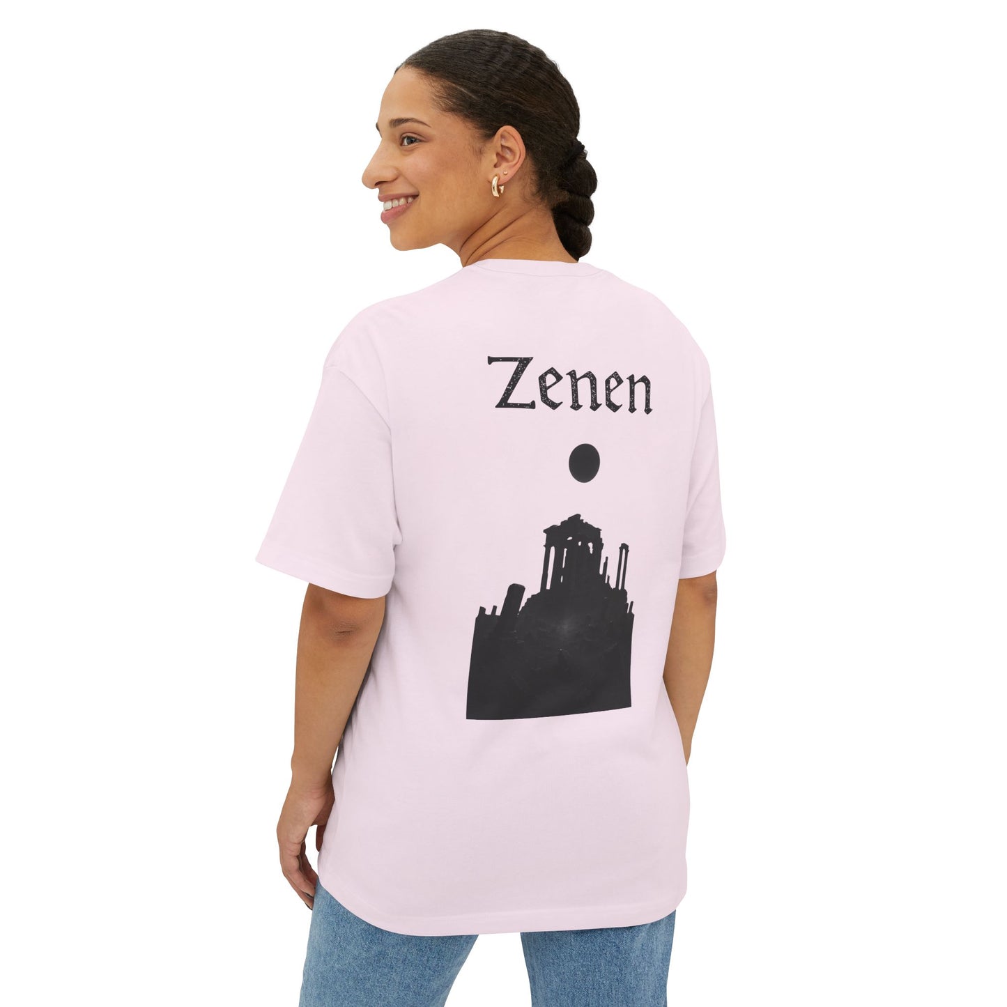 Zen-Inspired Unisex Oversized Boxy Tee, Casual Streetwear, Graphic Tee, Comfortable Tee, Gift for Art Lovers, Festival Apparel